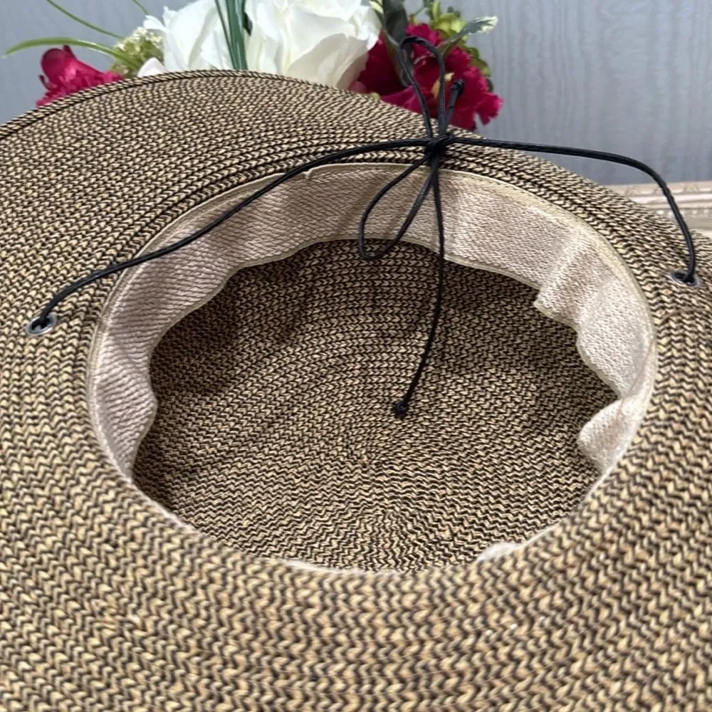 Scala Handcrafted Woven Paper Polyester Sun Hat Neutral Tan